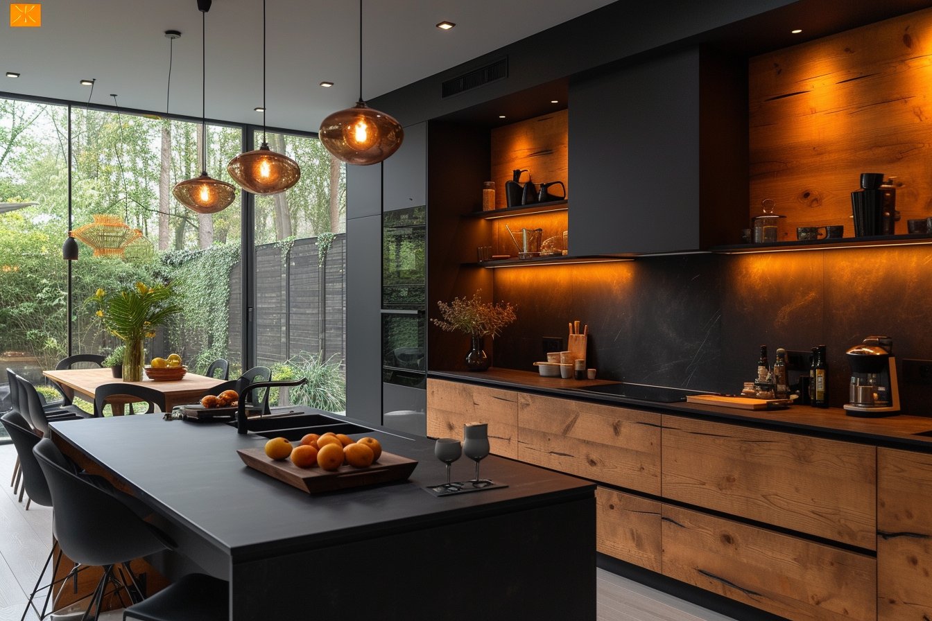 Allier le noir et le bois dans sa cuisine : nos meilleurs conseils pour une décoration réussie