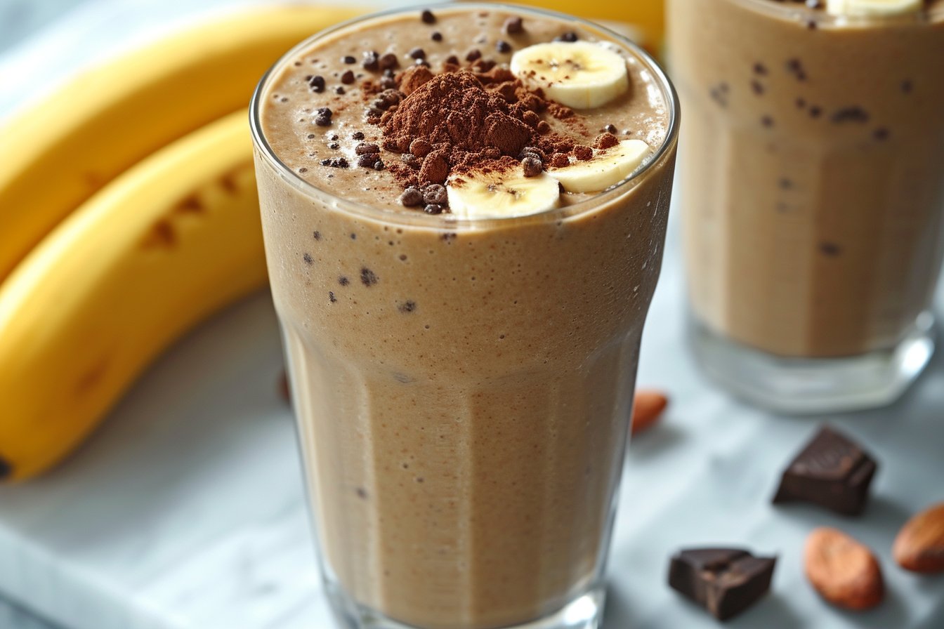 Smoothie banane, cacao et lait d'amande : une recette sucrée pour un coup de fouet énergétique
