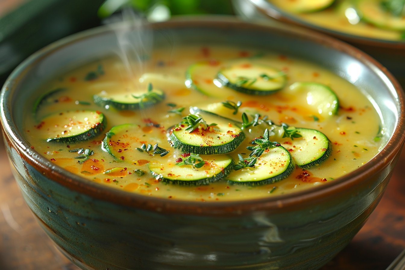 Velouté de courgettes et pomme de terre à la Vache qui rit : une recette savoureuse et réconfortante